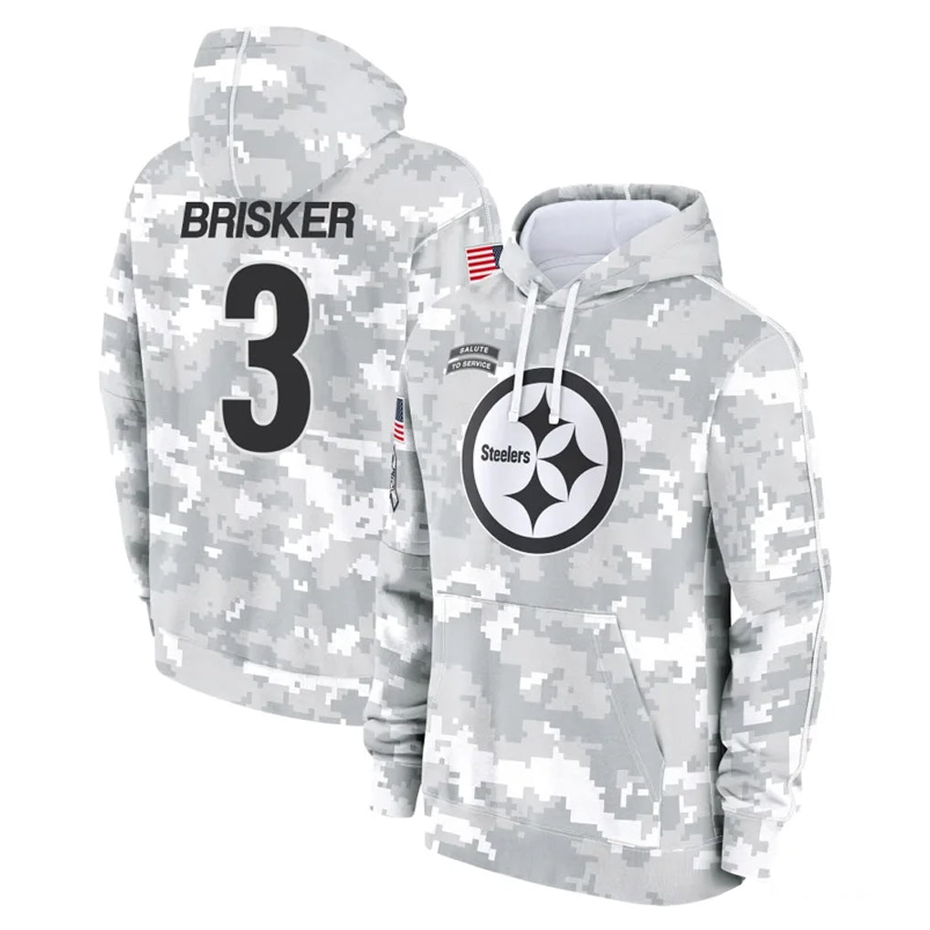 Punc P.Steelers #3 Jaquan Brisker Player Arctic Camo Limited Salute to Service Pullover Hoodies Game Stitched Jerseys