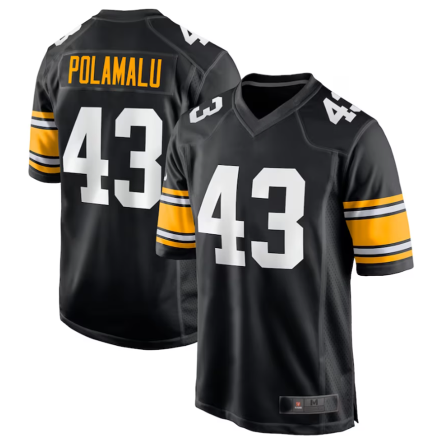 Punc P.Steelers #43 Troy Polamalu Black Retired Player Jersey American Stitched Jersey