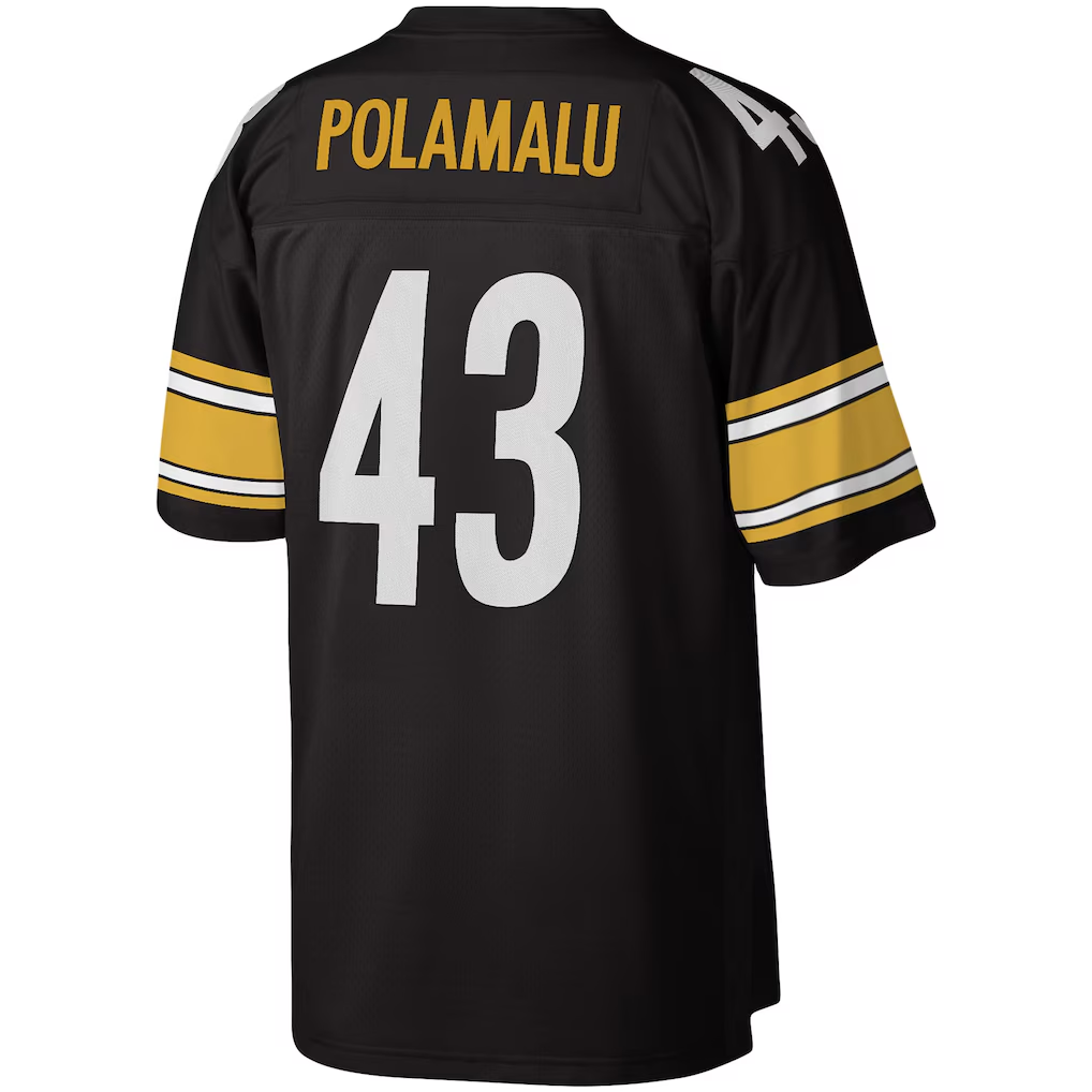 Punc P.Steelers #43 Troy Polamalu Mitchell & Ness Black Legacy Replica Stitched Jerseys
