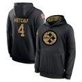 Punc P.Steelers #4 DK Metcalf Player Black Salute to Service Hoodies Limited Game Stitched Jerseys