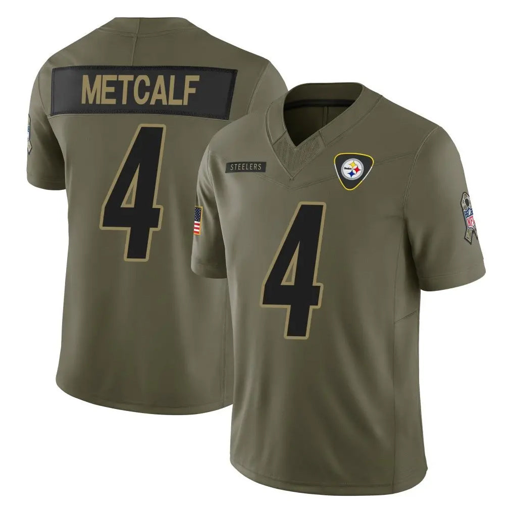 Punc P.Steelers #4 DK Metcalf Player Olive 2025 Salute To Service Limited Home Game Stitched Jerseys