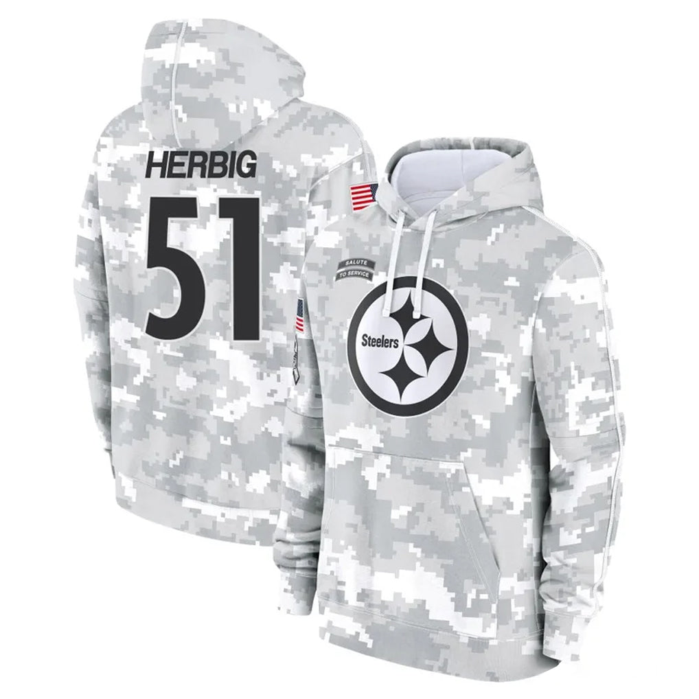 Punc P.Steelers #51 Nick Herbig Player Arctic Camo Limited Salute to Service Pullover Hoodies Game Stitched Jerseys