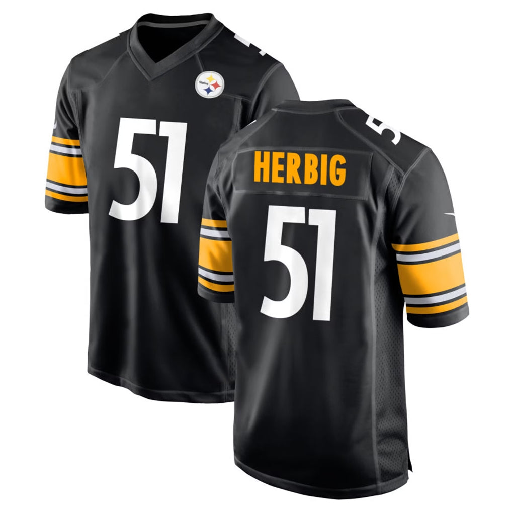 Punc P.Steelers #51 Nick Herbig Player Black Home Game Stitched Jerseys