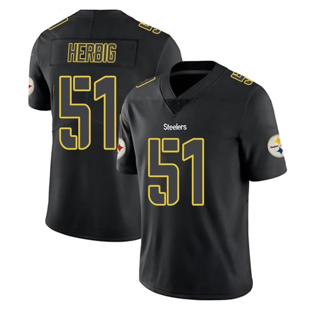 Punc P.Steelers #51 Nick Herbig Player Black Impact Limited Home Game Stitched Jerseys