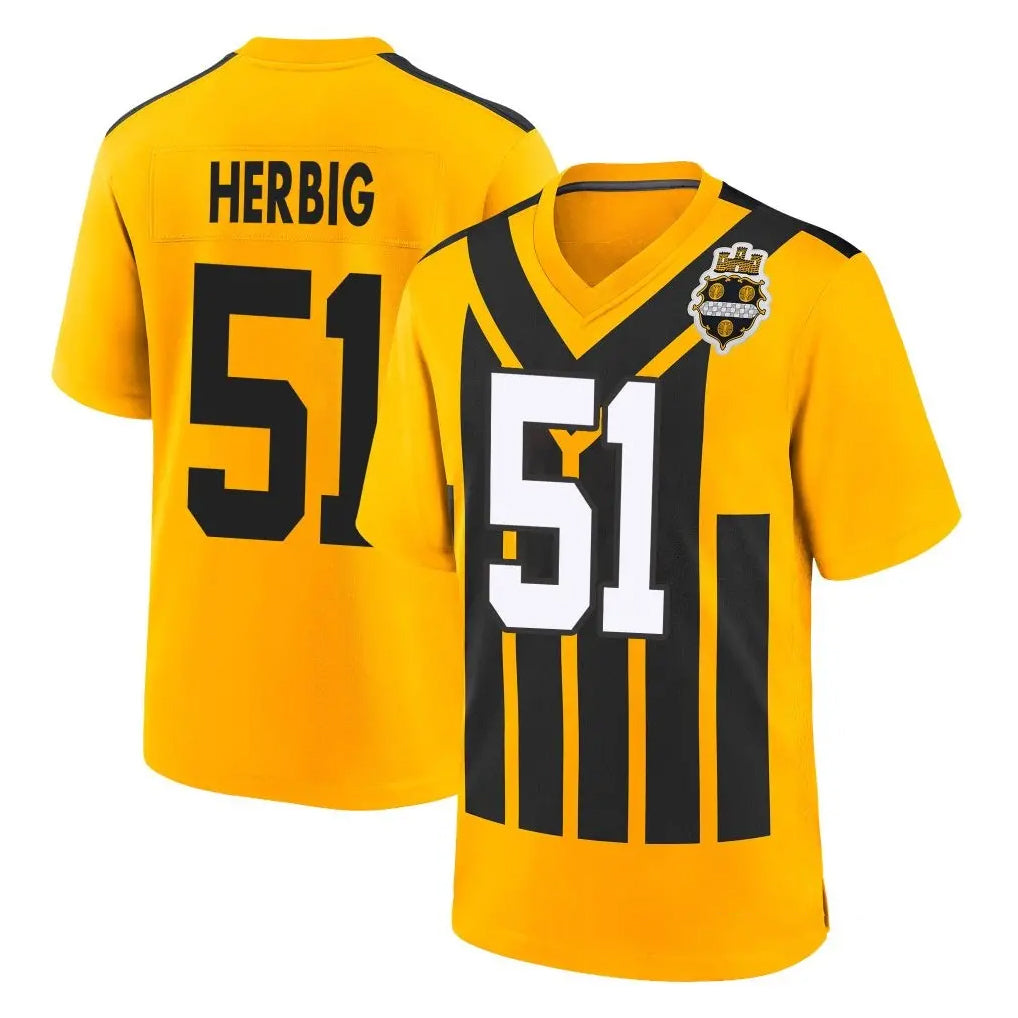 Punc P.Steelers #51 Nick Herbig Player Gold Limited 1933 Throwback Home Game Stitched Jerseys