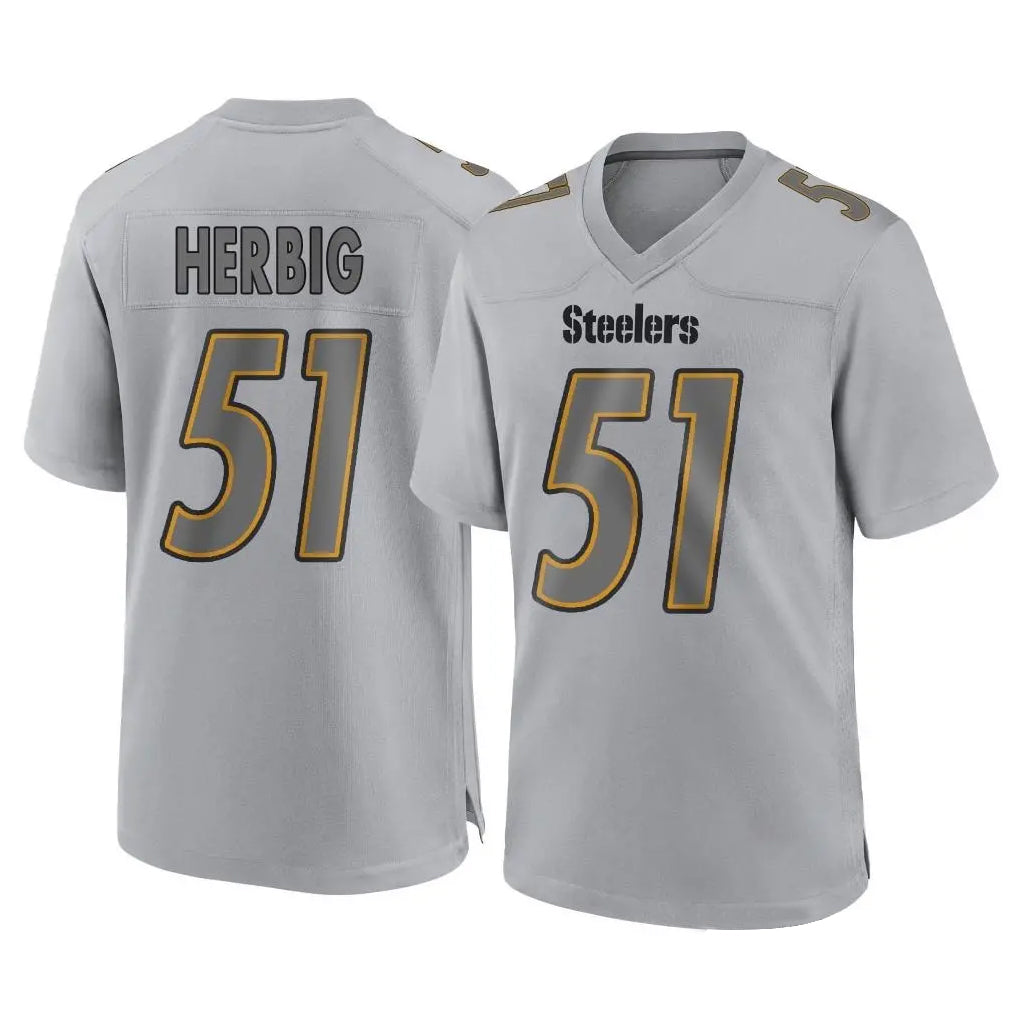 Punc P.Steelers #51 Nick Herbig Player Gray Atmosphere Fashion Home Game Stitched Jerseys