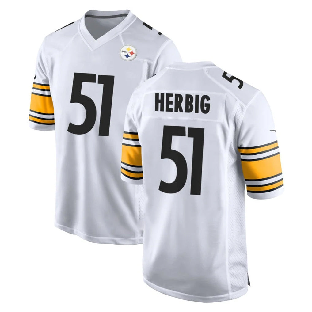 Punc P.Steelers #51 Nick Herbig Player White Home Game Stitched Jerseys