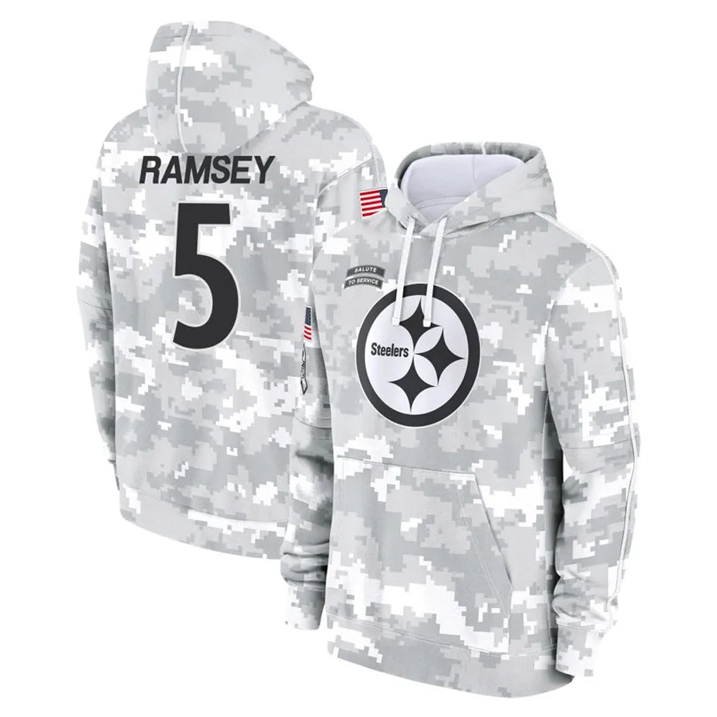 Punc P.Steelers #5 Jalen Ramsey Player Arctic Camo Limited Salute to Service Pullover Hoodies Game Stitched Jerseys