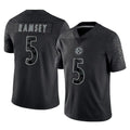 Punc P.Steelers #5 Jalen Ramsey Player Black Reflective Limited Home Game Stitched Jerseys