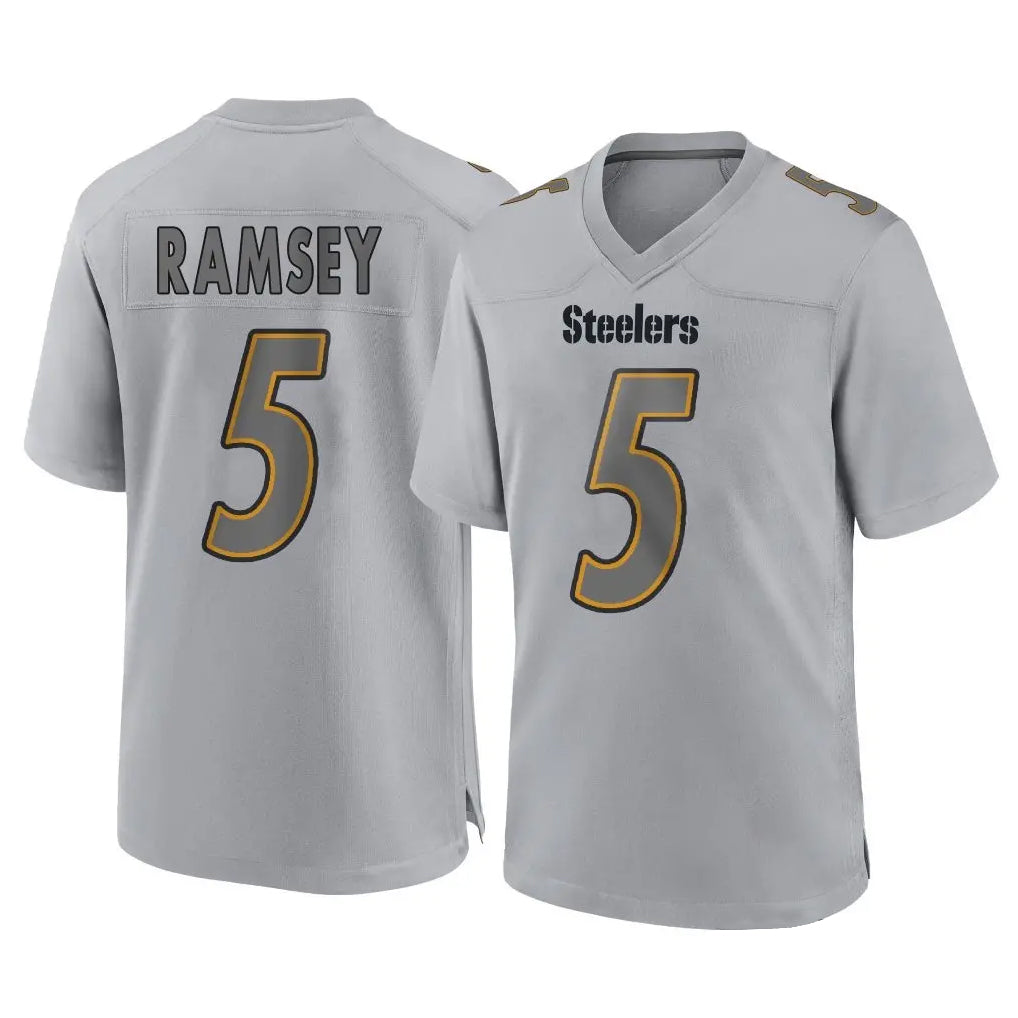 Punc P.Steelers #5 Jalen Ramsey Player Gray Atmosphere Fashion Home Game Stitched Jerseys