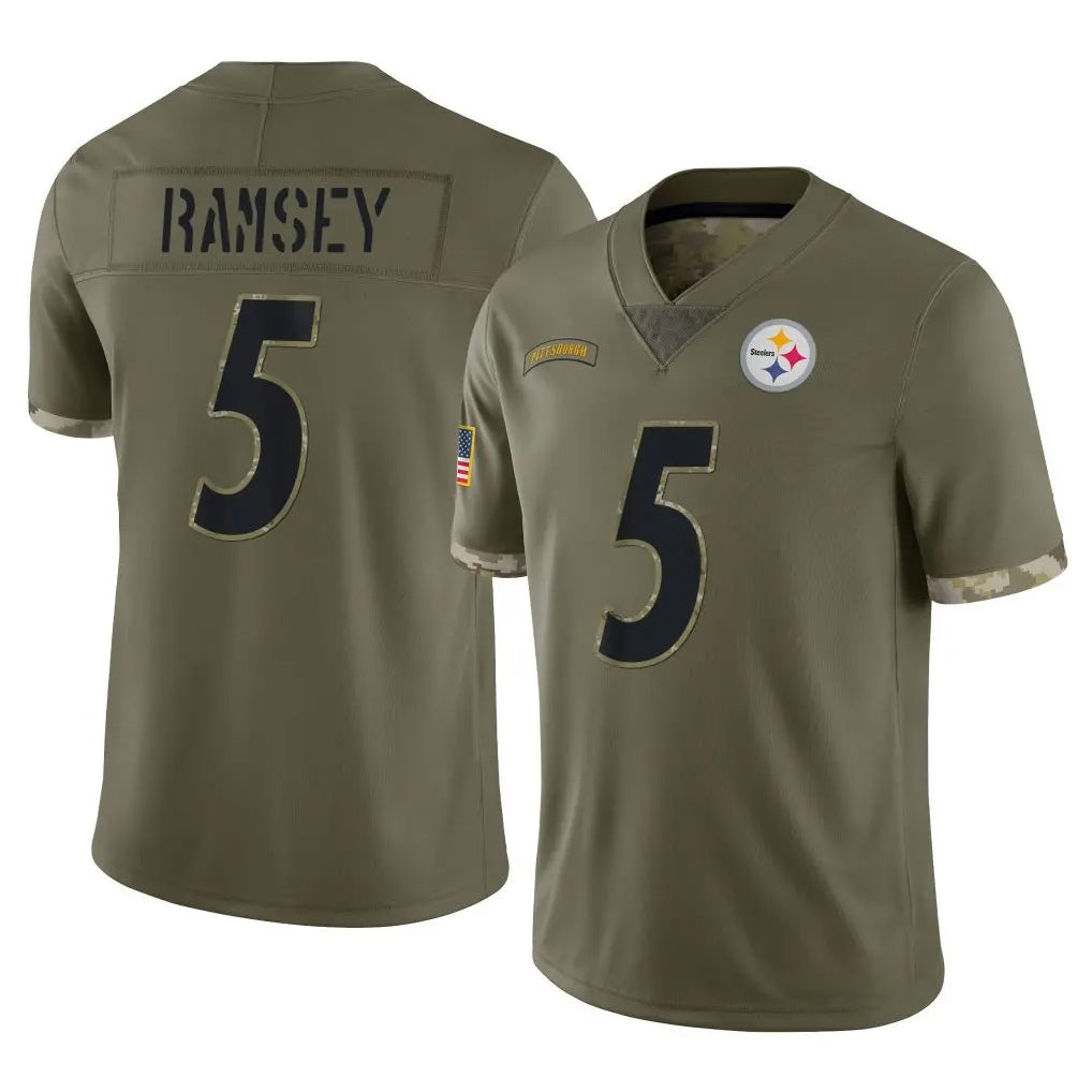 Punc P.Steelers #5 Jalen Ramsey Player Olive Limited Salute To Service Home Game Stitched Jerseys