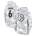 Punc P.Steelers #6 Patrick Queen Player Arctic Camo Limited Salute to Service Pullover Hoodies Game Stitched Jerseys