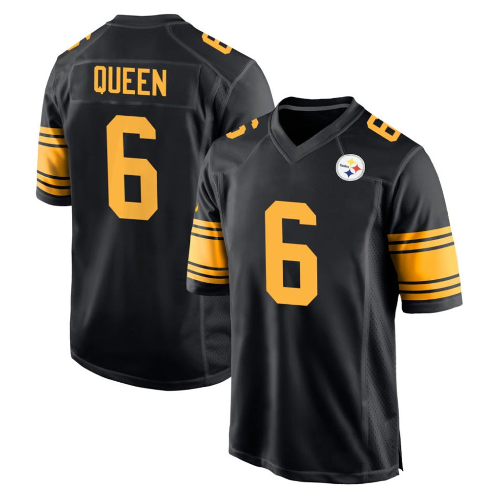Punc P.Steelers #6 Patrick Queen Player Black Color Rush Home Game Stitched Jerseys