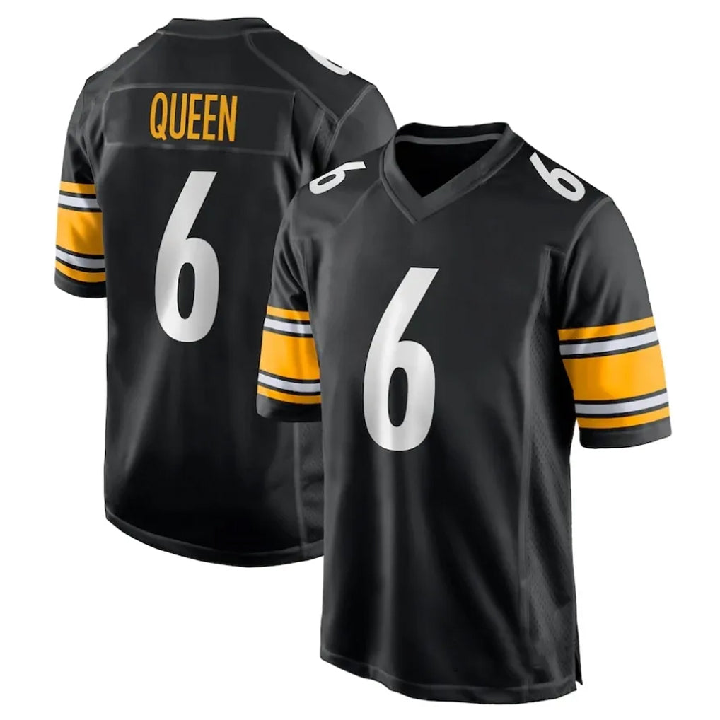 Punc P.Steelers #6 Patrick Queen Player Black Home Game Stitched Jerseys