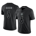 Punc P.Steelers #6 Patrick Queen Player Black Reflective Limited Home Game Stitched Jerseys