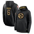 Punc P.Steelers #6 Patrick Queen Player Black Salute to Service Hoodies Limited Game Stitched Jerseys