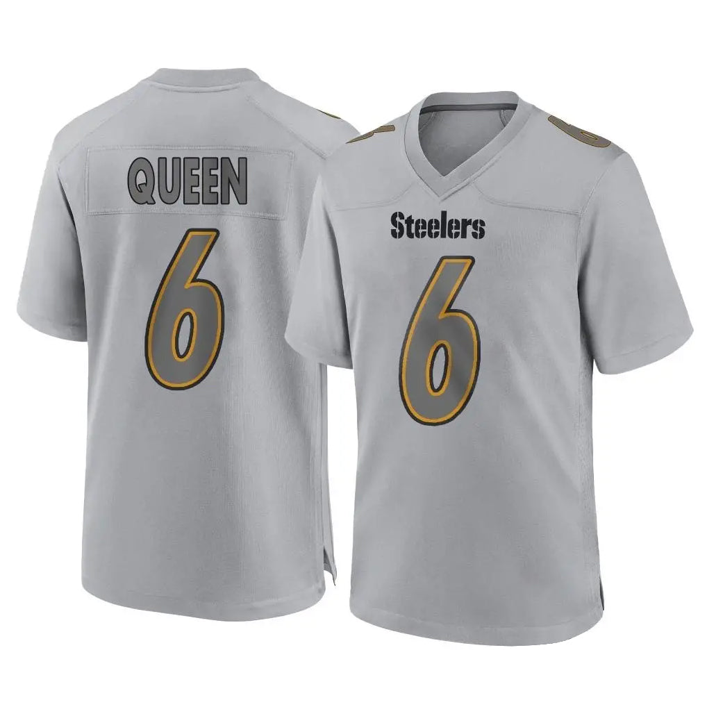 Punc P.Steelers #6 Patrick Queen Player Gray Atmosphere Fashion Home Game Stitched Jerseys