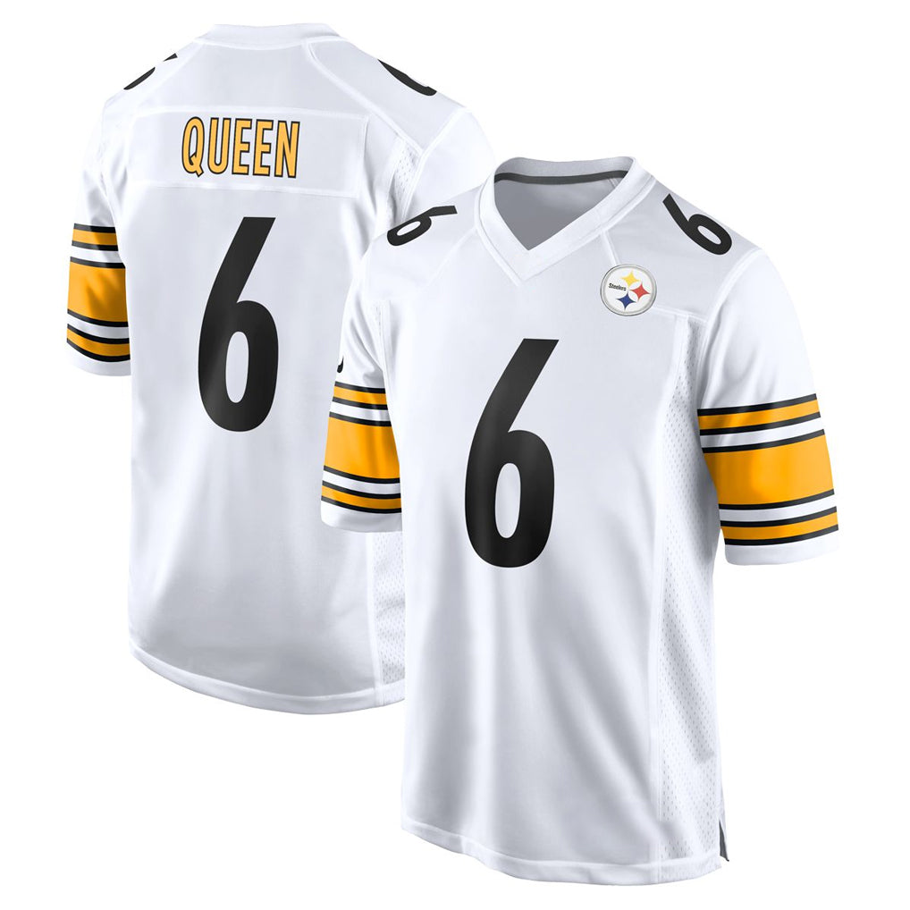 Punc P.Steelers #6 Patrick Queen Player White Home Game Stitched Jerseys