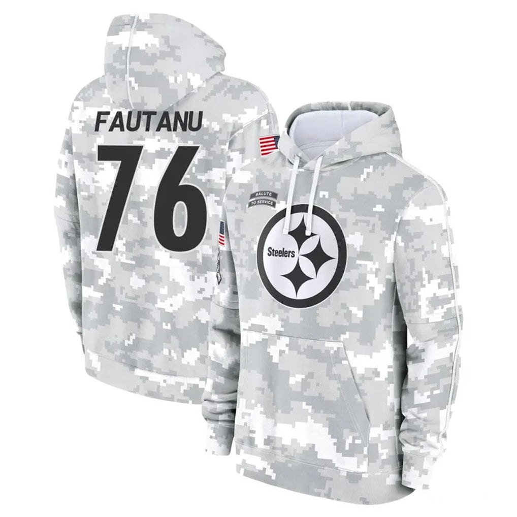 Punc P.Steelers #76 Troy Fautanu Player Arctic Camo Limited Salute to Service Pullover Hoodies Game Stitched Jerseys