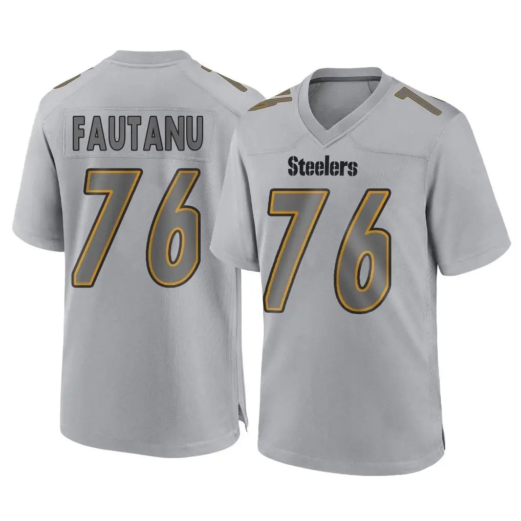 Punc P.Steelers #76 Troy Fautanu Player Gray Atmosphere Fashion Home Game Stitched Jerseys