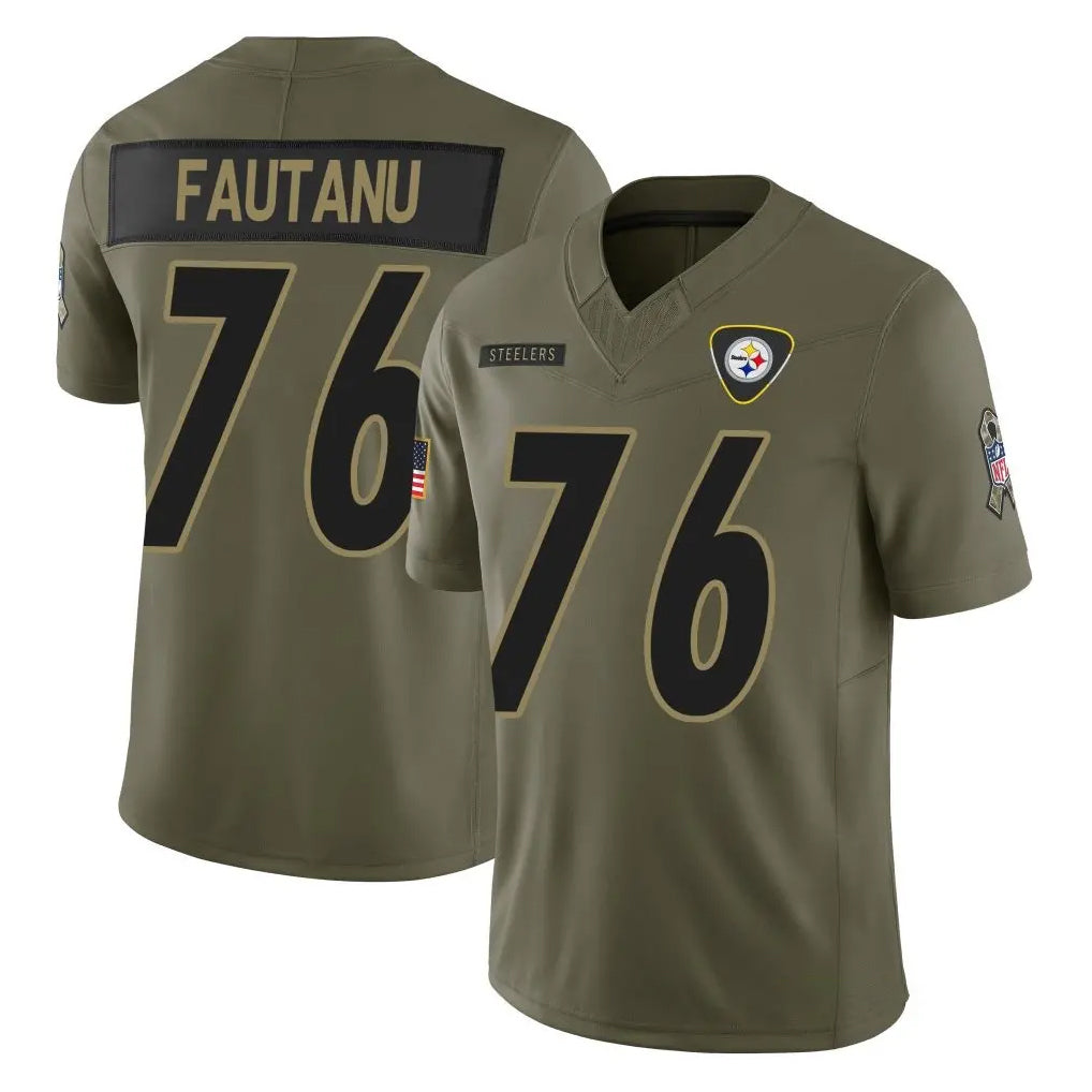 Punc P.Steelers #76 Troy Fautanu Player Olive 2025 Salute To Service Limited Home Game Stitched Jerseys