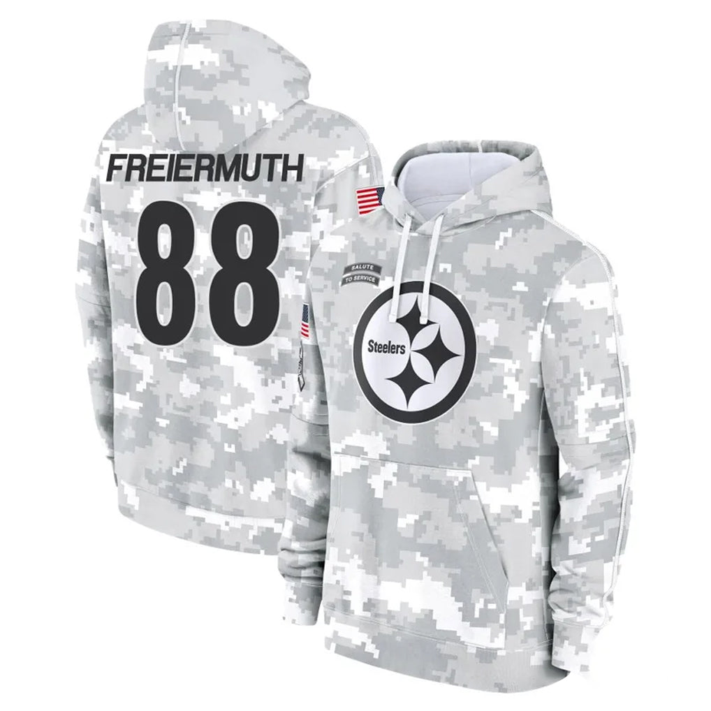 Punc P.Steelers #88 Pat Freiermuth Player Arctic Camo Limited Salute to Service Pullover Hoodies Game Stitched Jerseys