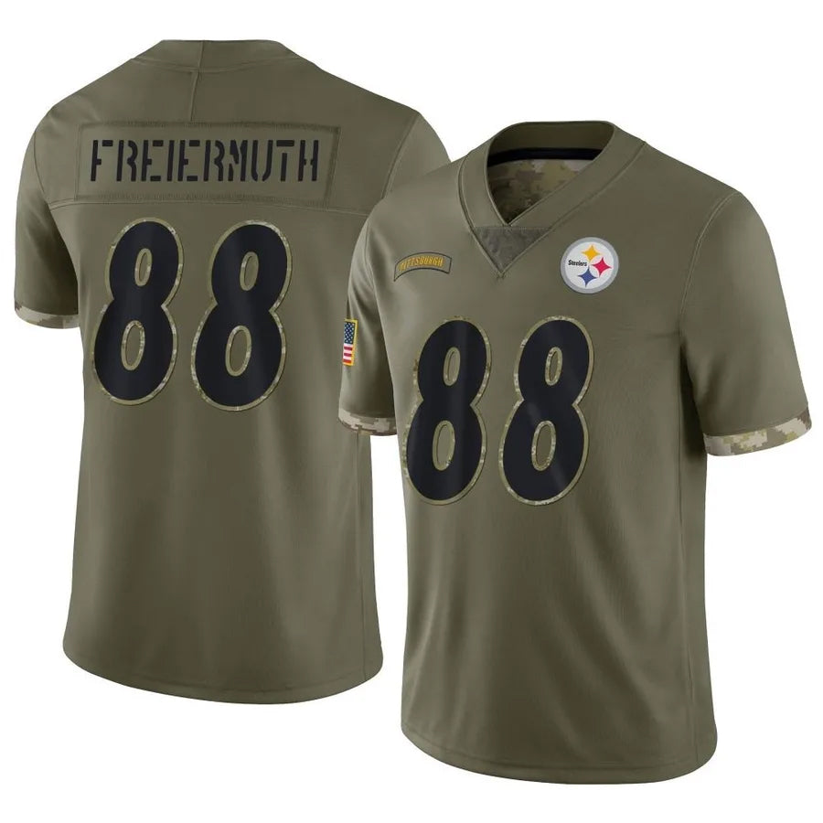 Punc P.Steelers #88 Pat Freiermuth Player Salute To Service Limited Olive Stitched Jerseys