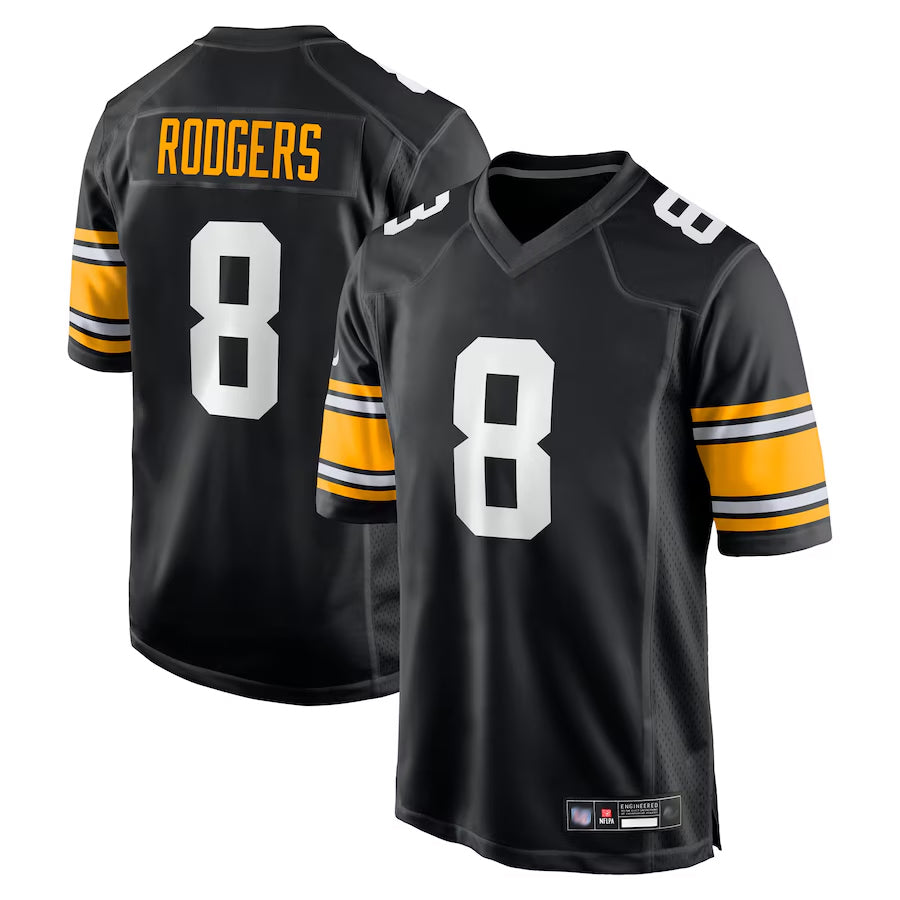 Punc P.Steelers #8 Aaron Rodgers Player Black Home Limited Stitched Jerseys