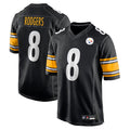 Punc P.Steelers #8 Aaron Rodgers Player Black Replica Game Stitched Jerseys