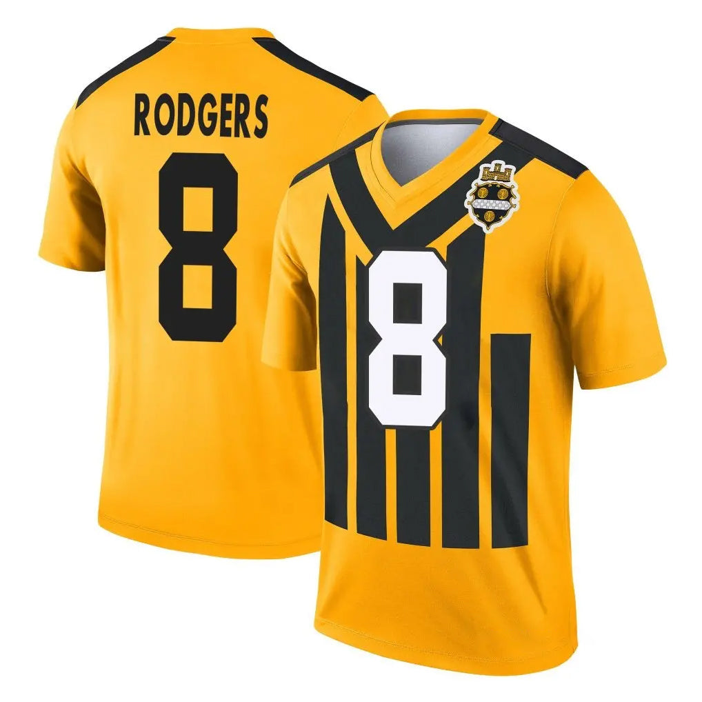 Punc P.Steelers #8 Aaron Rodgers Player Gold Legend Limited 1933 Throwback Performance Home Game Stitched Jerseys