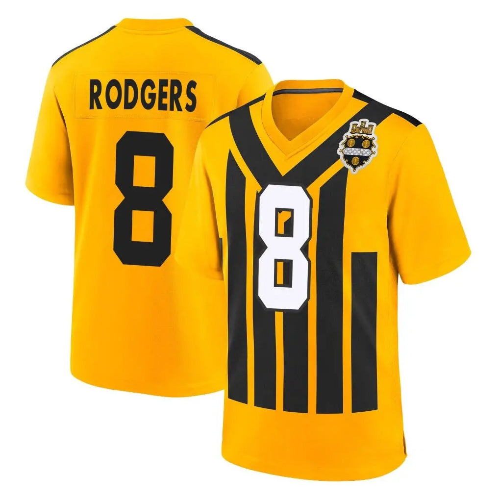 Punc P.Steelers #8 Aaron Rodgers Player Gold Limited 1933 Throwback Home Game Stitched Jerseys