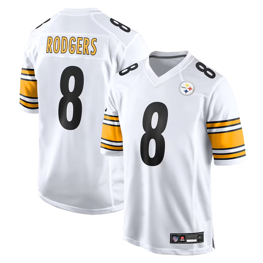 Punc P.Steelers #8 Aaron Rodgers Player White Replica Game Stitched Jerseys