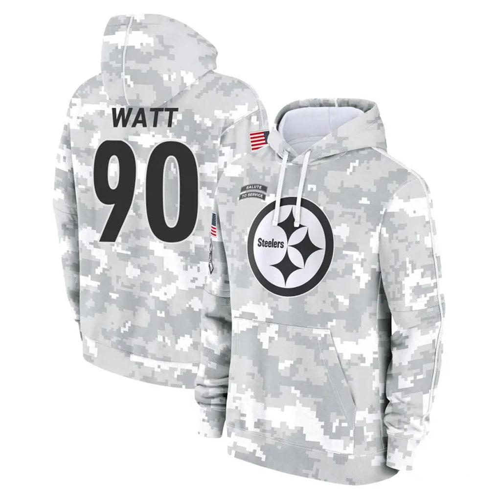 Punc P.Steelers #90 T.J. Watt Player Arctic Camo Limited Salute to Service Pullover Hoodies Game Stitched Jerseys