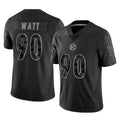 Punc P.Steelers #90 T.J. Watt Player Black Reflective Limited Home Game Stitched Jerseys
