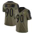 Punc P.Steelers #90 T.J. Watt Player Olive Salute To Service Limited Game Stitched Jerseys