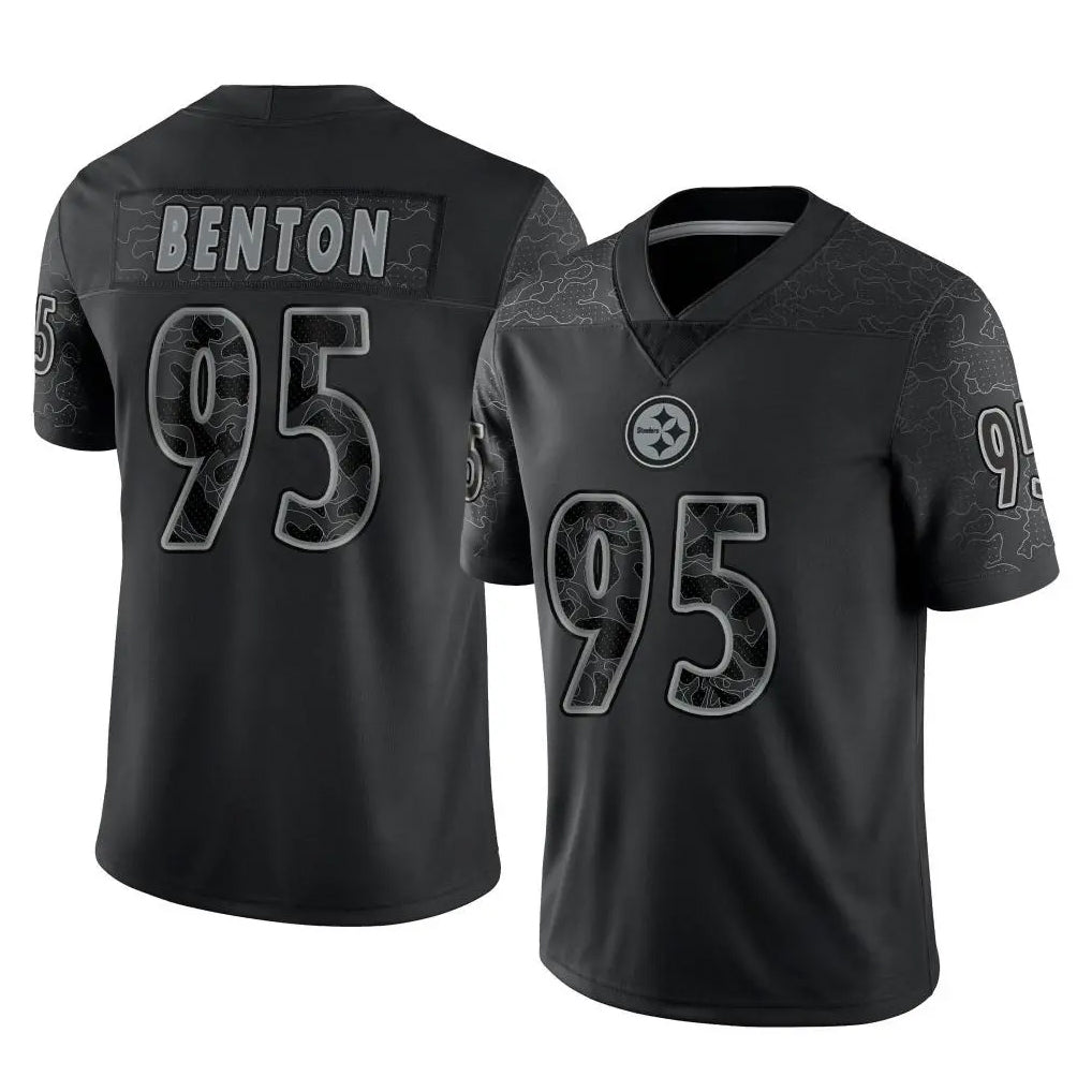 Punc P.Steelers #95 Keeanu Benton Player Black Reflective Limited Home Game Stitched Jerseys