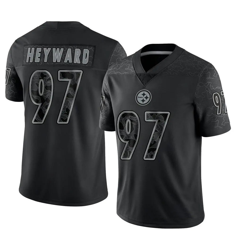 Punc P.Steelers #97 Cameron Heyward Player Black Limited Reflective Stitched Jerseys