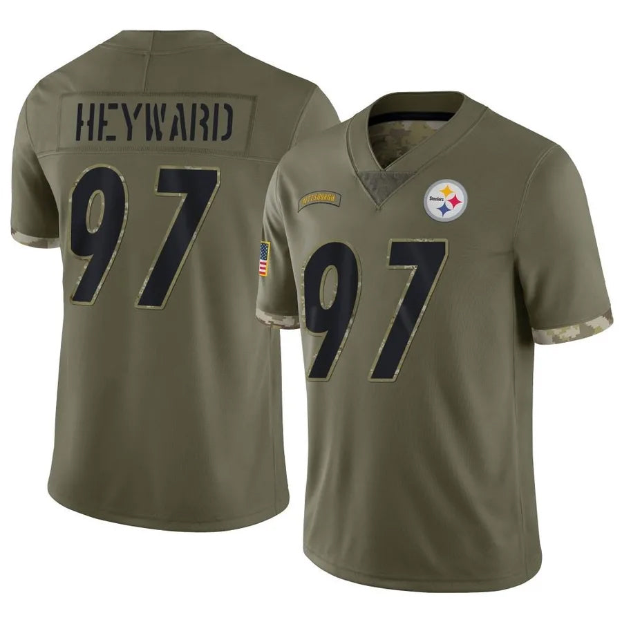 Punc P.Steelers #97 Cameron Heyward Player Salute To Service Limited Olive Stitched Jerseys