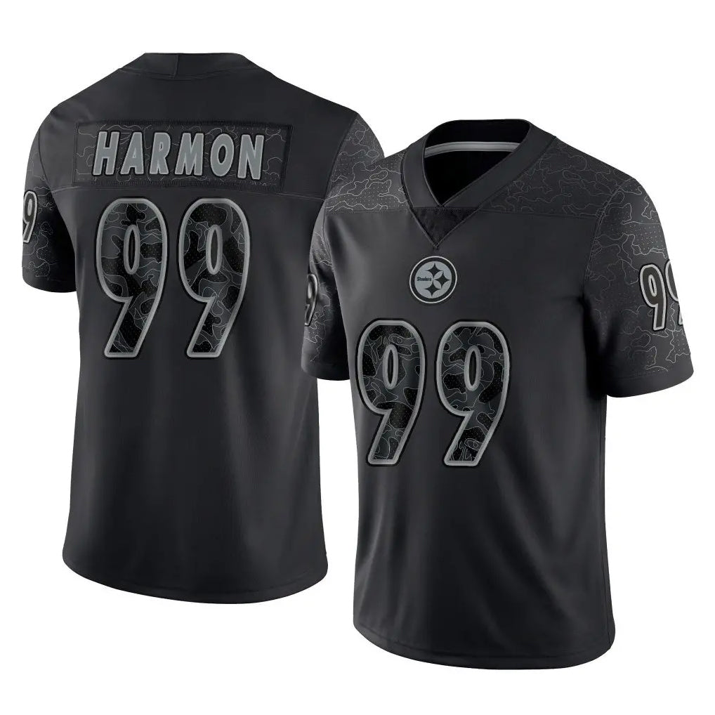 Punc P.Steelers #99 Derrick Harmon Player Black Reflective Limited Home Game Stitched Jerseys