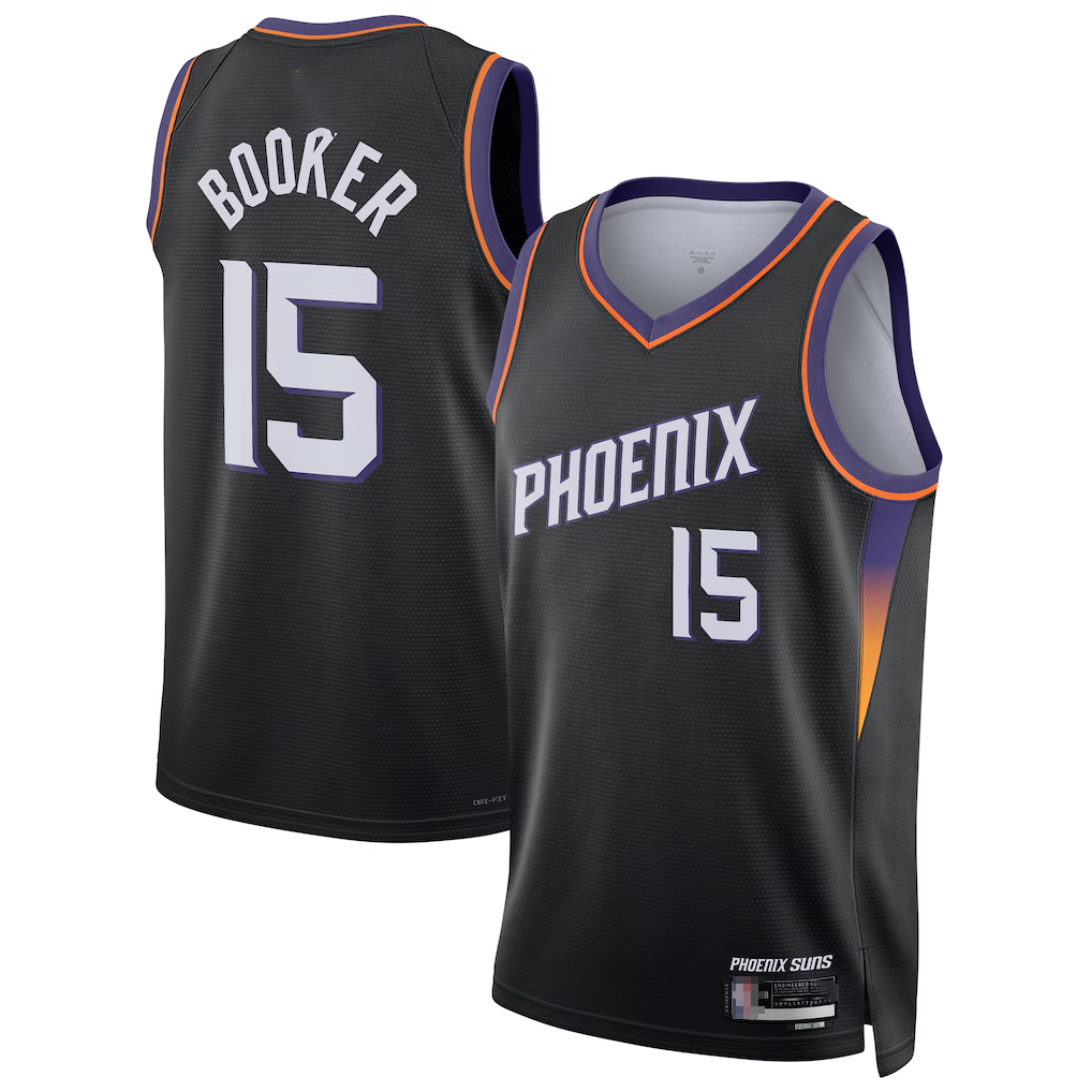 Punc P.Suns #15 Devin Booker Black Swingman Jerseys - Statement Edition