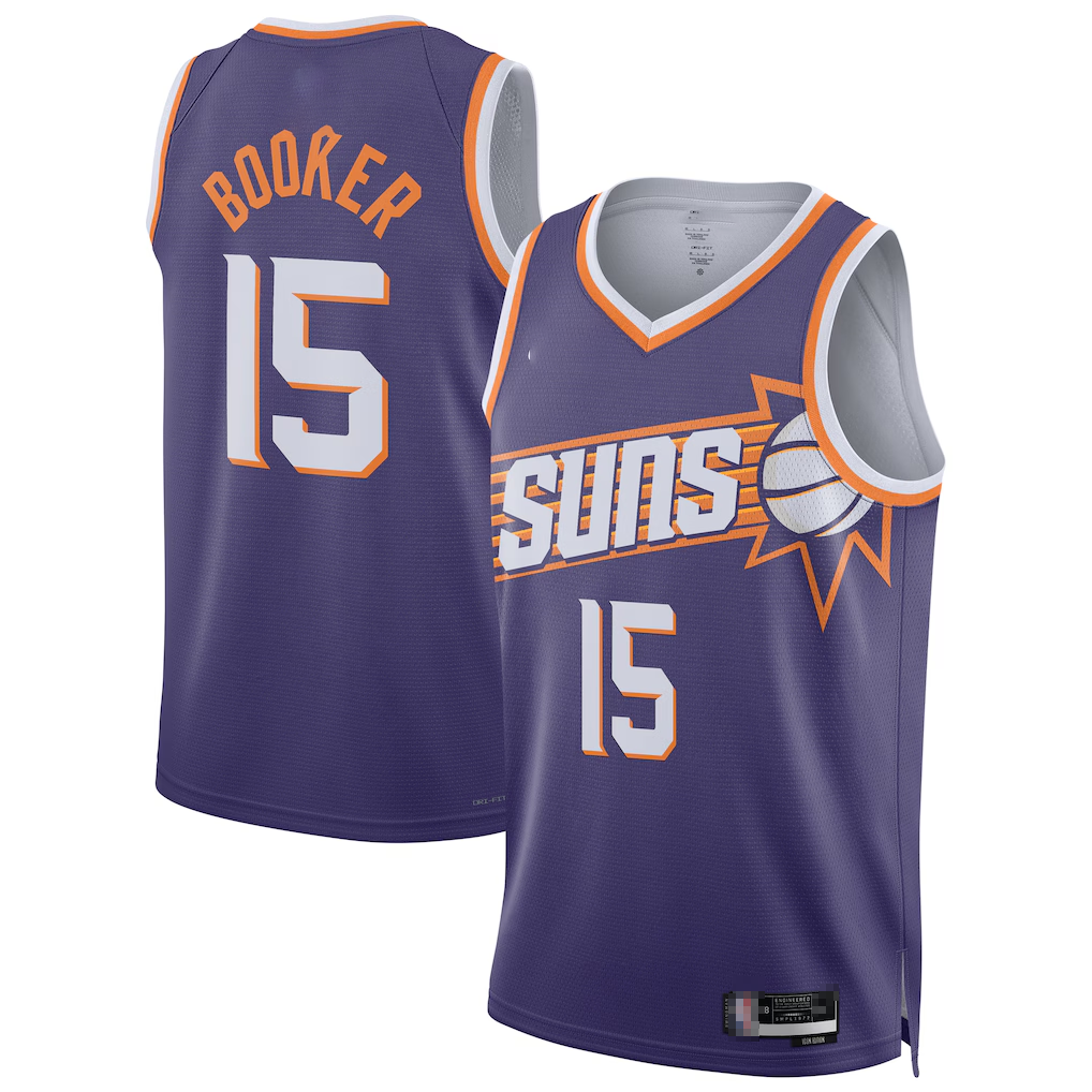 Punc P.Suns #15 Devin Booker Purple Swingman Player Jerseys - Icon Edition