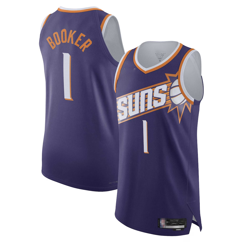 Punc P.Suns #1 Devin Booker Purple Authentic Jerseys - Icon Edition