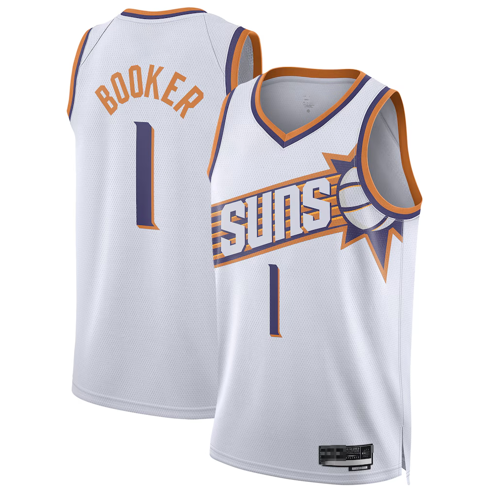 Punc P.Suns #1 Devin Booker White Swingman Jerseys - Association Edition