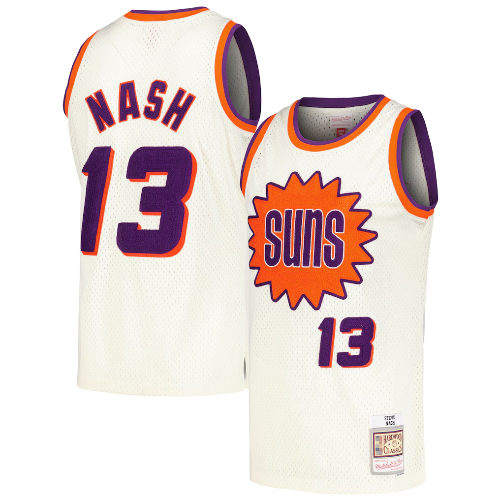 Punc P.Sunss #13 Steve Nash Mitchell & Ness Cream Chainstitch Swingman Jerseys