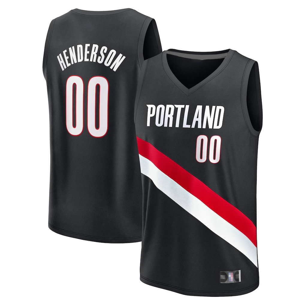 Punc PT.Blazers #00 Scoot Henderson Fanatics Black Fast Break Replica Jerseys - Icon Edition