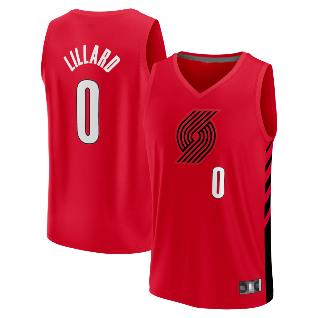 Punc PT.Blazers #0 Damian Lillard Fanatics Red Fast Break Replica Jerseys - Statement Edition
