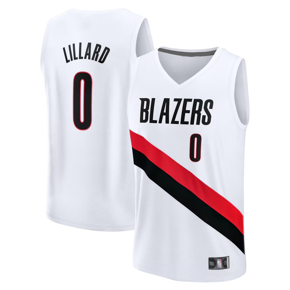 Punc PT.Blazers #0 Damian Lillard Fanatics White Fast Break Replica Player Jerseys - Association Edition