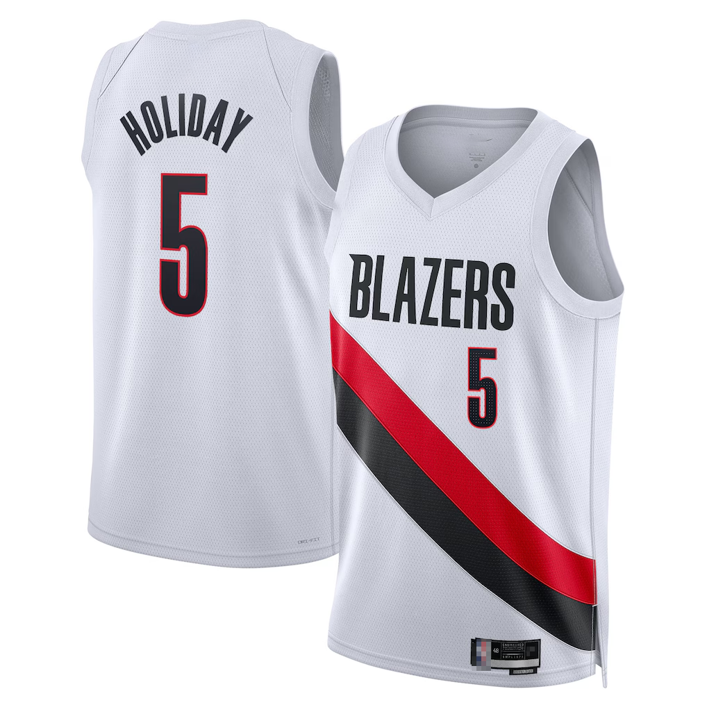 Punc PT.Blazers #5 Jrue Holiday White Swingman Jerseys - Association Edition