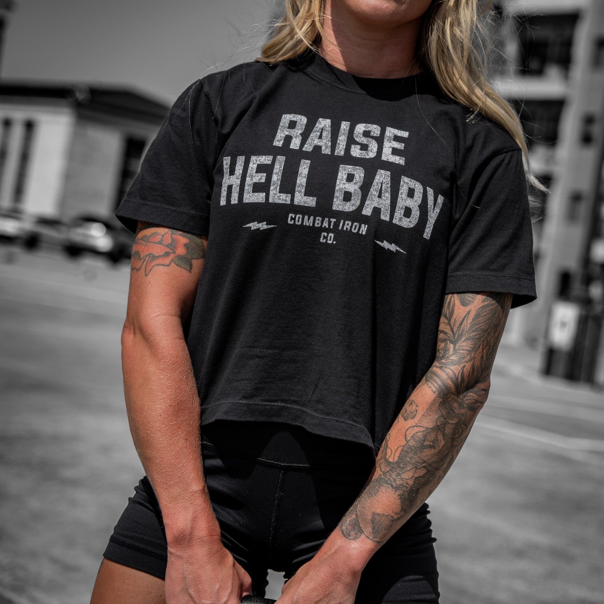 Crovyie cheap jerseys Ordering Raise Hell Baby Women's Crop T-Shirt