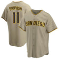 Punc S.Diego Padres #11 Yu Darvish Player Khaki Home Game Stitched Jerseys